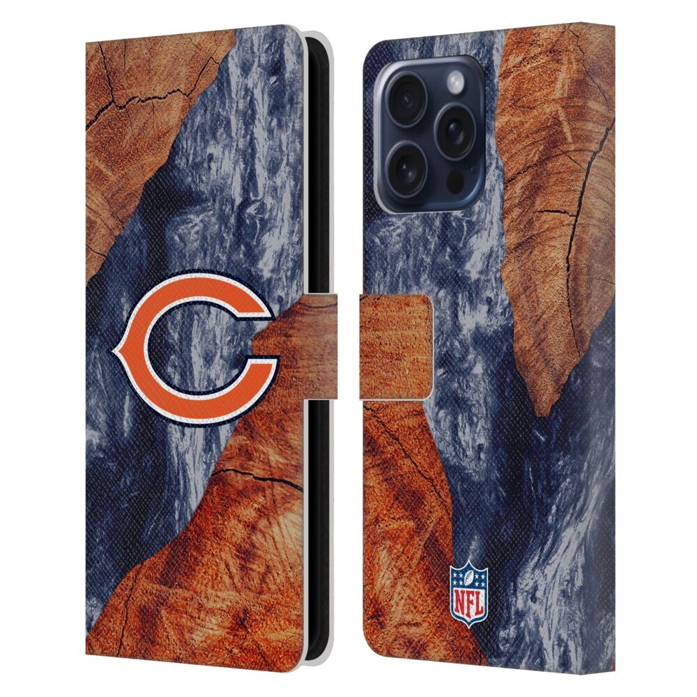 CHICAGO BEARS(NFL) シカゴベアーズ シカゴベアーズ - Wood Resin Print レザー手帳型 / Apple iPhoneケース - PGS